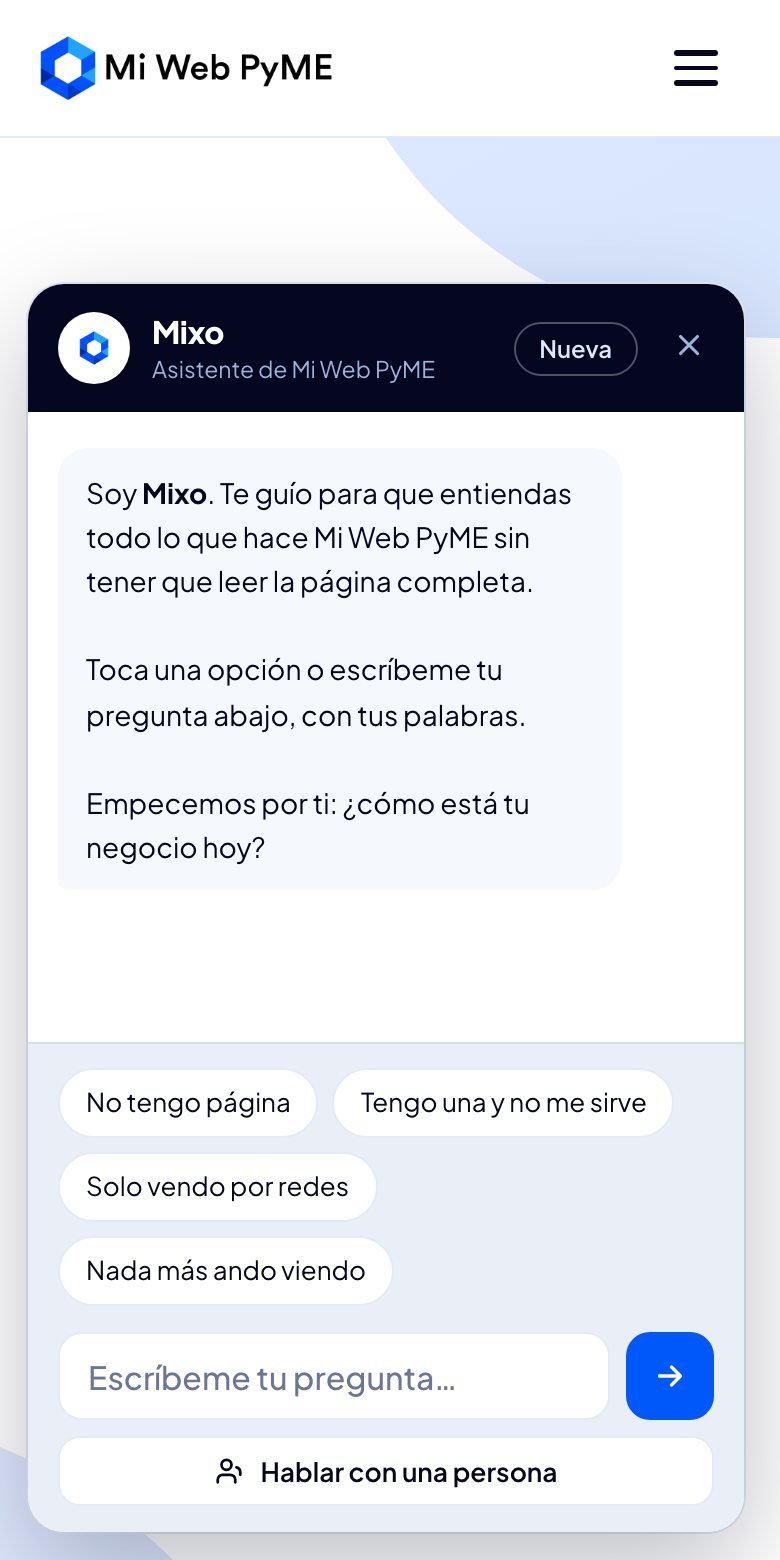 Mixo, el agente de Mi Web PyME, en el celular